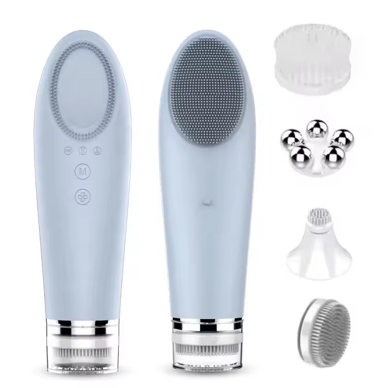 New Product Multifunctional Facial Cleansing Brush and Warm Massager Electric Facial and Eye Hot Compress Massager Beauty Device