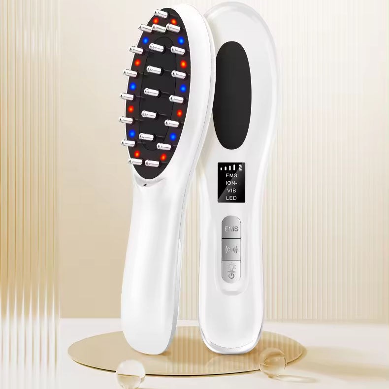Wireless Infrared Vibration Comb for Hair Growth 6-in-1 Scalp Oil Applicator and Red & Blue Light Therapy Massager