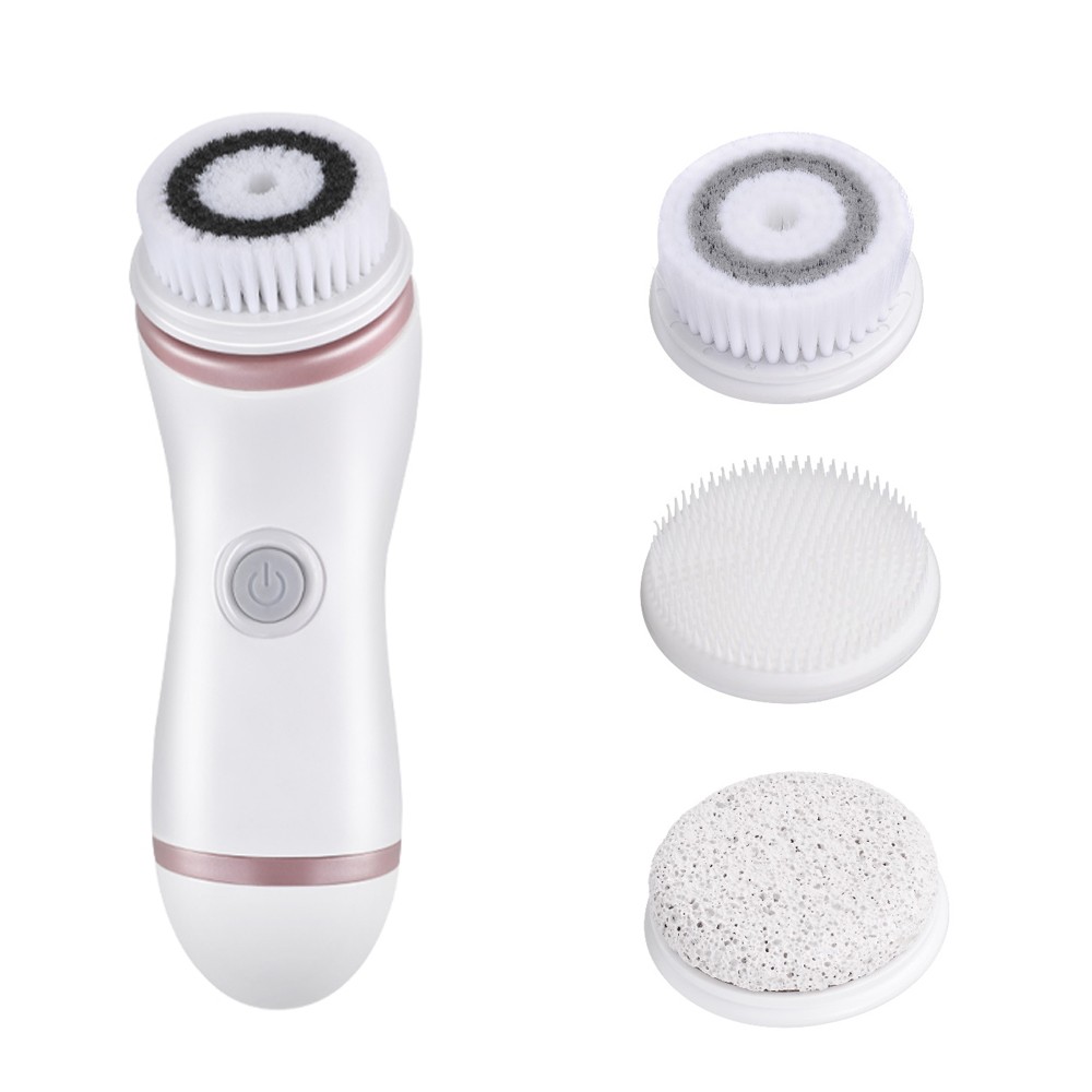Private Use Skin Care Device ABS Wireless Ultrasonic 4 Replaceable Head USB Cleanse Pore Blackhead Facial Cleansing Brush