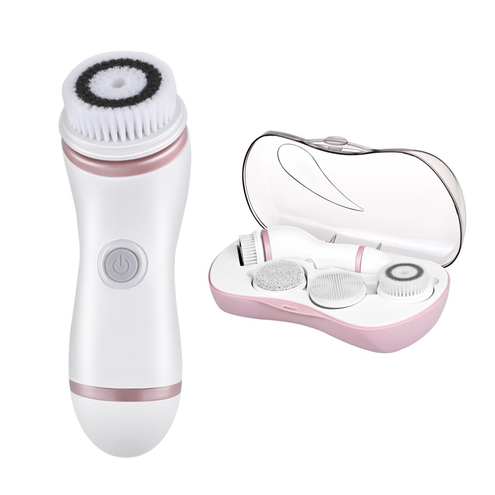 Private Use Skin Care Device ABS Wireless Ultrasonic 4 Replaceable Head USB Cleanse Pore Blackhead Facial Cleansing Brush