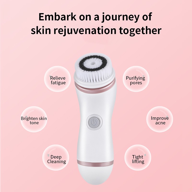 Private Use Skin Care Device ABS Wireless Ultrasonic 4 Replaceable Head USB Cleanse Pore Blackhead Facial Cleansing Brush