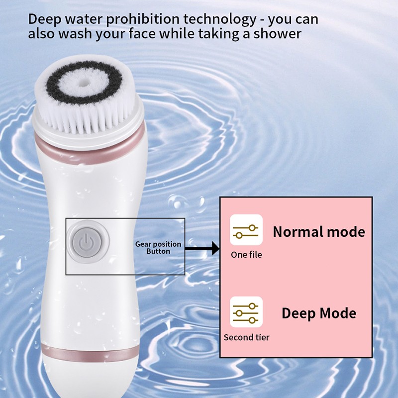 Private Use Skin Care Device ABS Wireless Ultrasonic 4 Replaceable Head USB Cleanse Pore Blackhead Facial Cleansing Brush