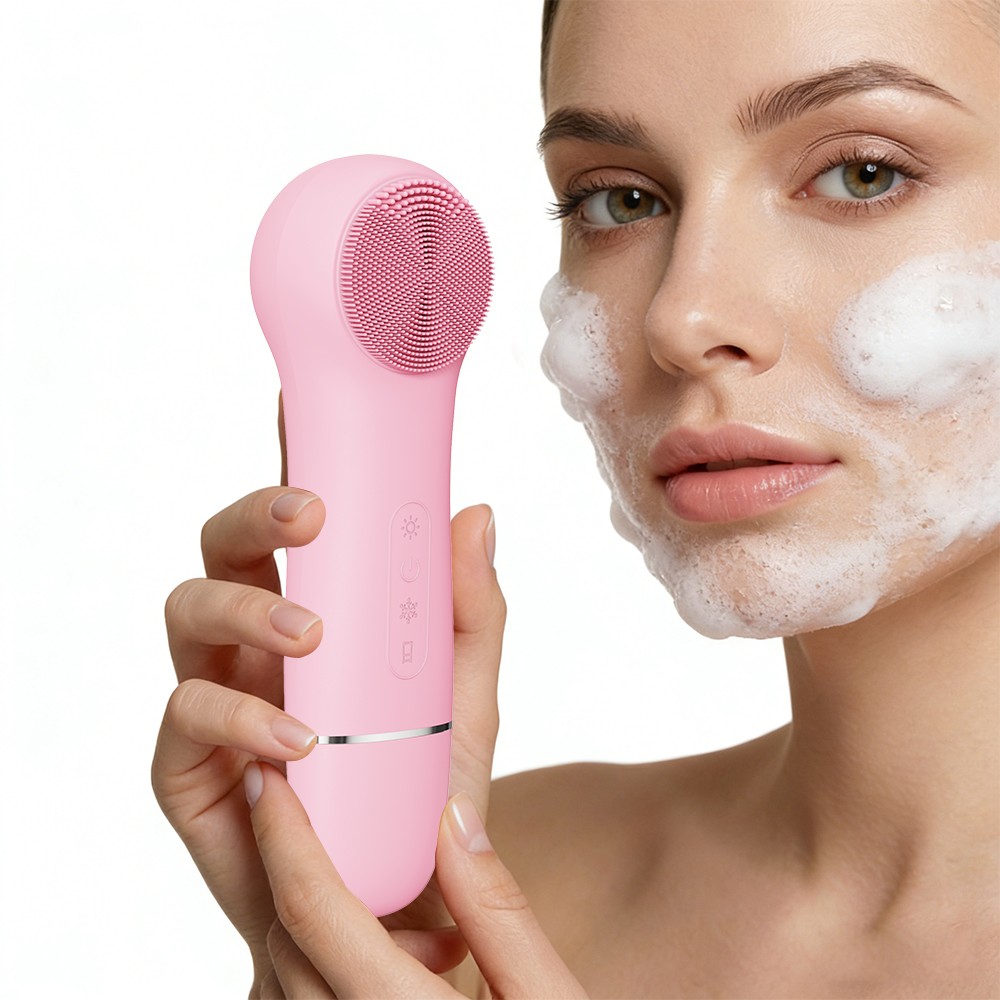 2026 Silicone Hand Held Waterproof Electric Vibrating Cleansing Brush Blackhead Remover Face Scrubber Pore Cleaner for Home Use