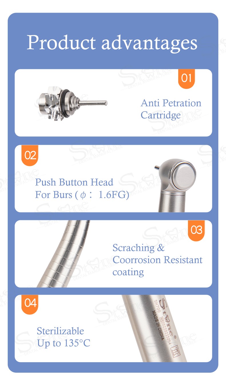 Supply Dental High Speed Push Button Chuck Handpiece Wholesale Factory
