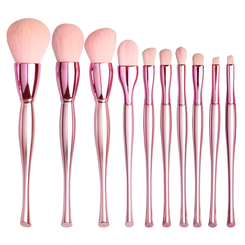 Customized pink makeup brushes