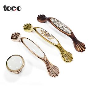 Ceramic Kitchen Door Pulls Handles Marble Brass Knob