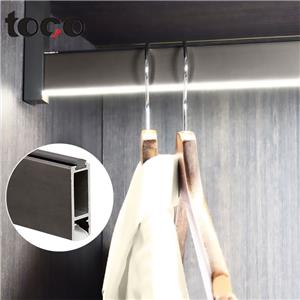 Barra de armario Barra de rieles ajustable para perchas de tubo de armario
