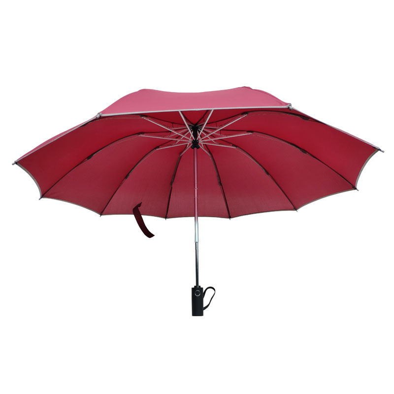 High Quality Red Upside Down Reverse 3 Folding Umbrella
