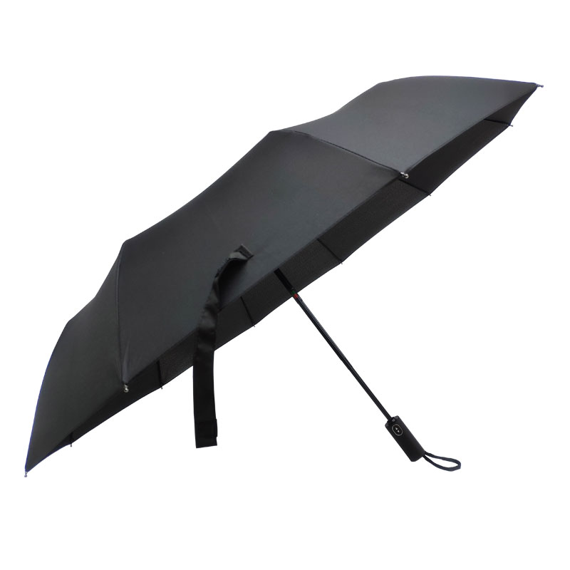 Black Aluminum Water Resistant Automatic Folding Travel Umbrella
