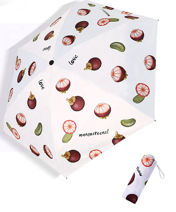 Fruit Printing Online Shopping Samll Compact 5 Fold Umbrella