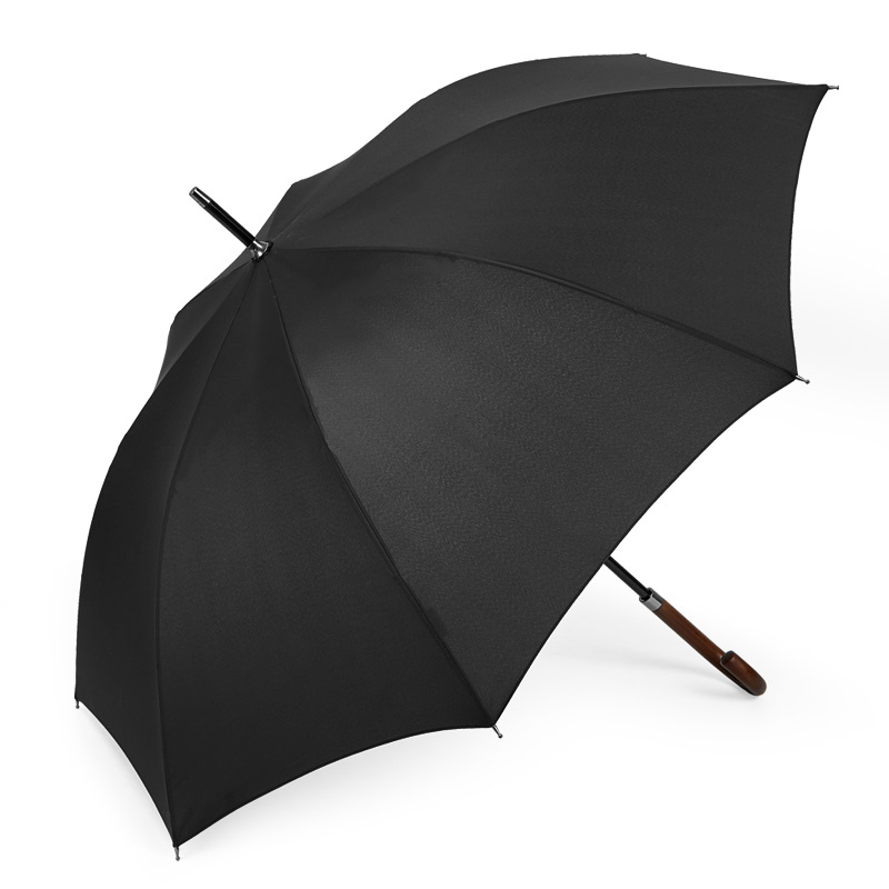 25inch Black Automatic Wooden Handle Golf Umbrella