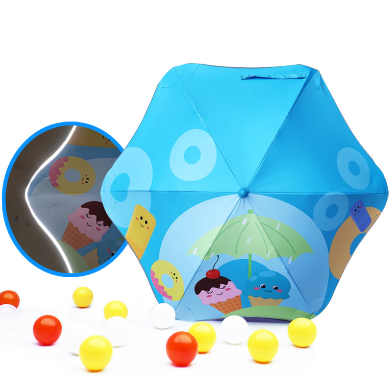 Icecream Cartoon Reflective Fiber Glass Kids Umbrella