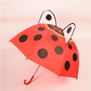 Guarda-chuva infantil com formato de orelha para crianças com design de joaninha