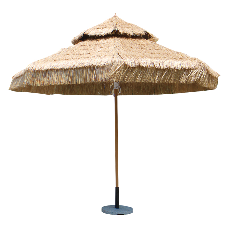 3m Ventilative Double Layer Tiki Hut Straw Patio Umbrella