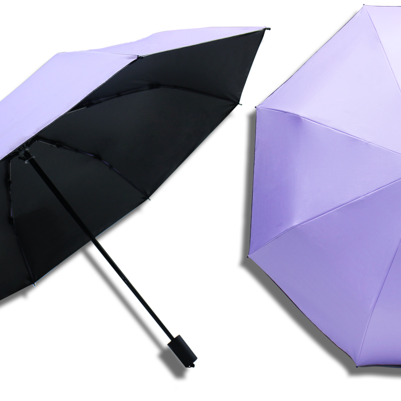 UPF 50+ black color coating inside the folding umbrella canopy