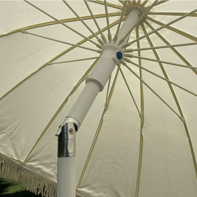 1m*16ribs white patio garden umbrella tassels with base hot sales in korea market