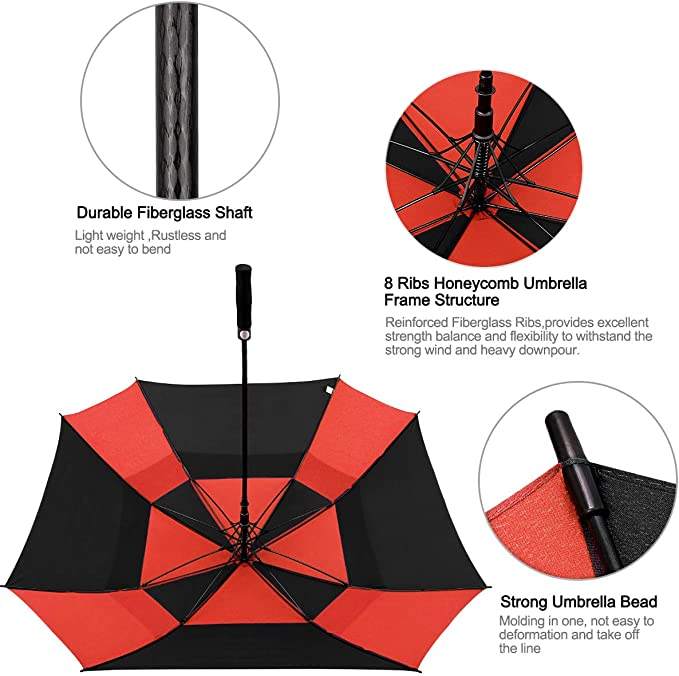 30inch custom square shape vneted extra large american red golf umbrellas