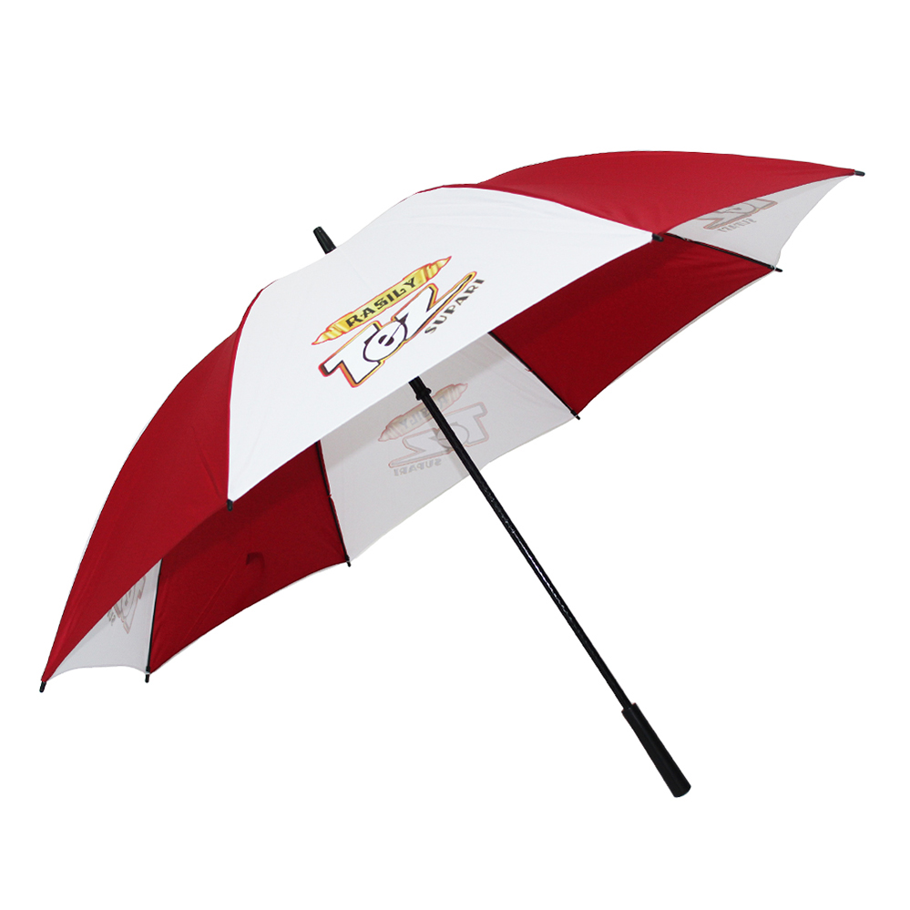 cheap promotion 27inch manual open windproof fiberglass golf umbrella with custom logo printing