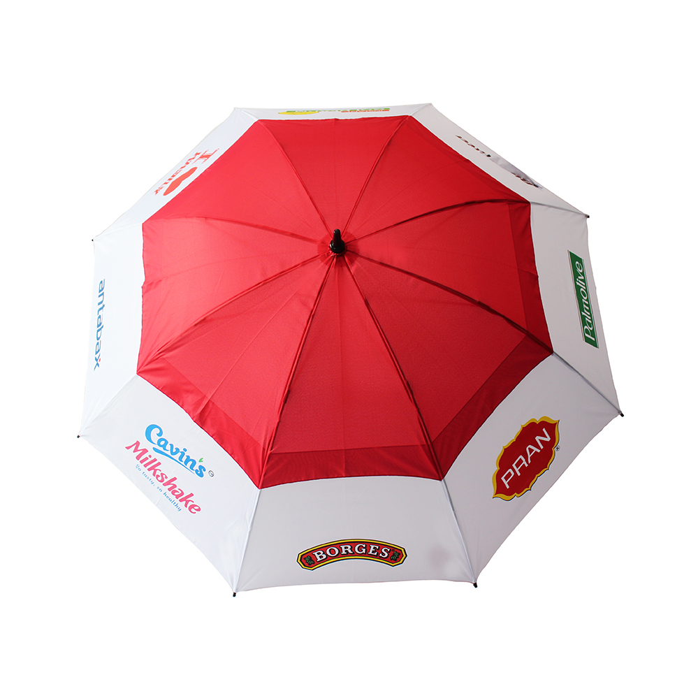 مظلة كبيرة الحجم بطبقة مزدوجة وطباعة شعار مخصص ومظلة غولف مزدوجة المظلة