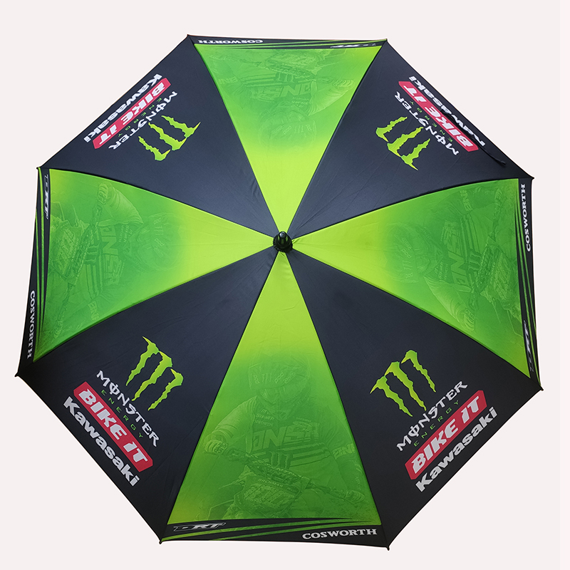 Revestimento prateado aberto manual à prova de vento dentro do guarda-chuva de golfe logotipo monstro personalizado guarda-chuva de golfe de marca