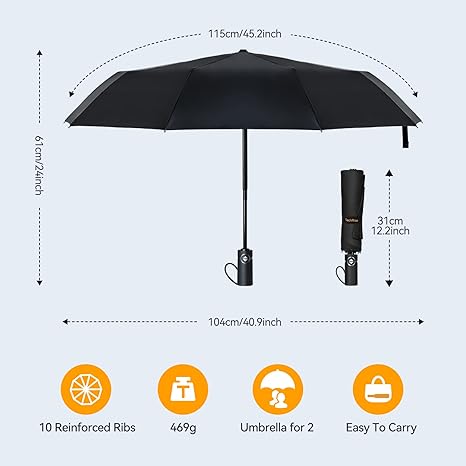 Safe anti-rebound 23inch standard windproof travel umbrella folding automatic compact 3 folding umbrella