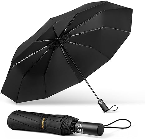 Безопасный 23-дюймовый стандартный ветрозащитный дорожный зонт с защитой от отскока, складной автоматический компактный 3 складной зонт