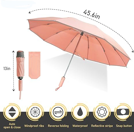 2024 automatic open inverted 3 folding umbrella adults reverse umbrella