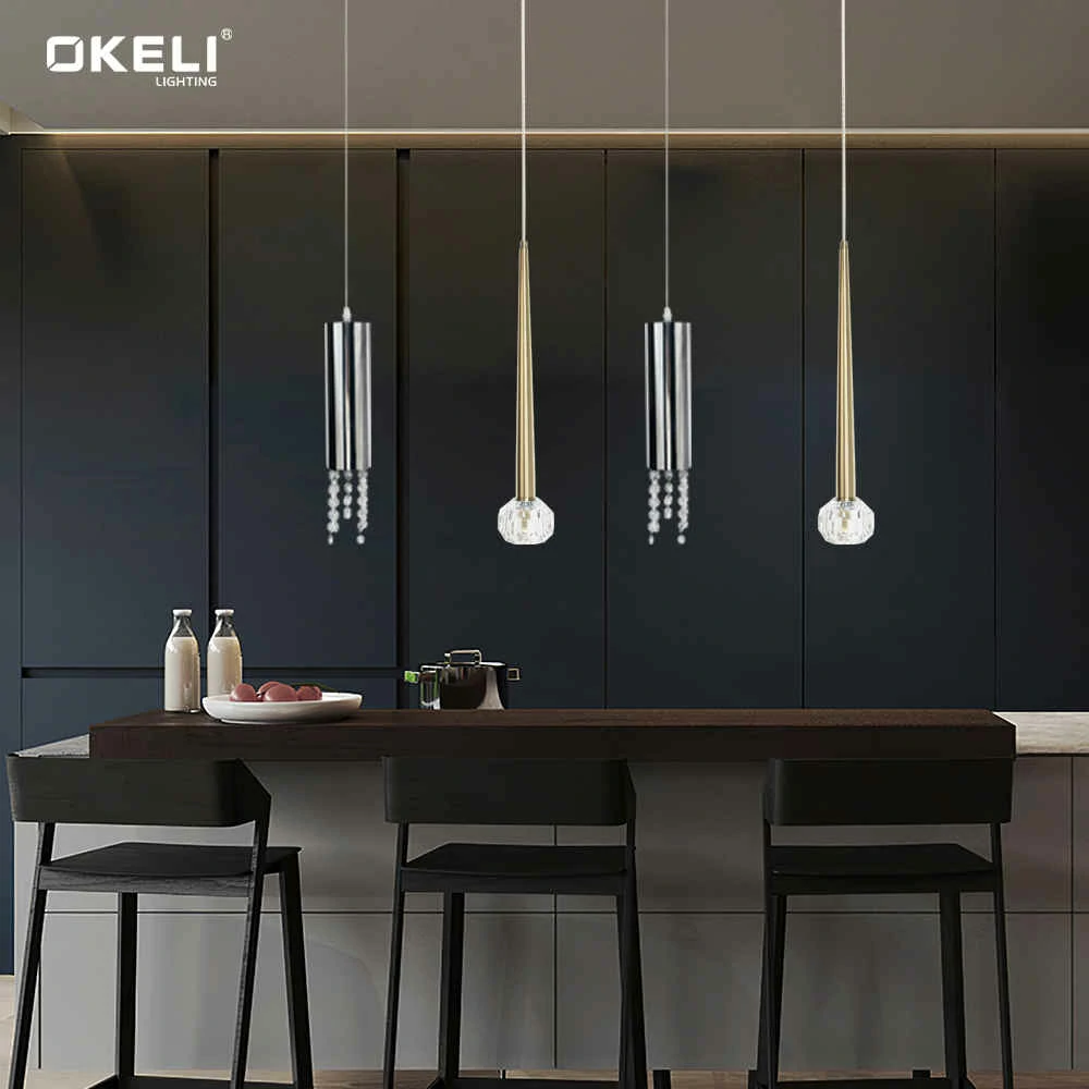 Кухонный хрустальный подвесной светильник