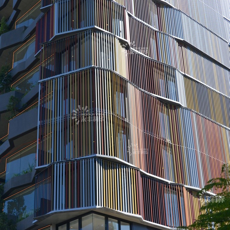 Decorative Vertical Shade And Louver Wall In Building