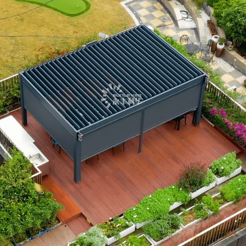 Pergola de jardin à persiennes étanche avec toit 4x6