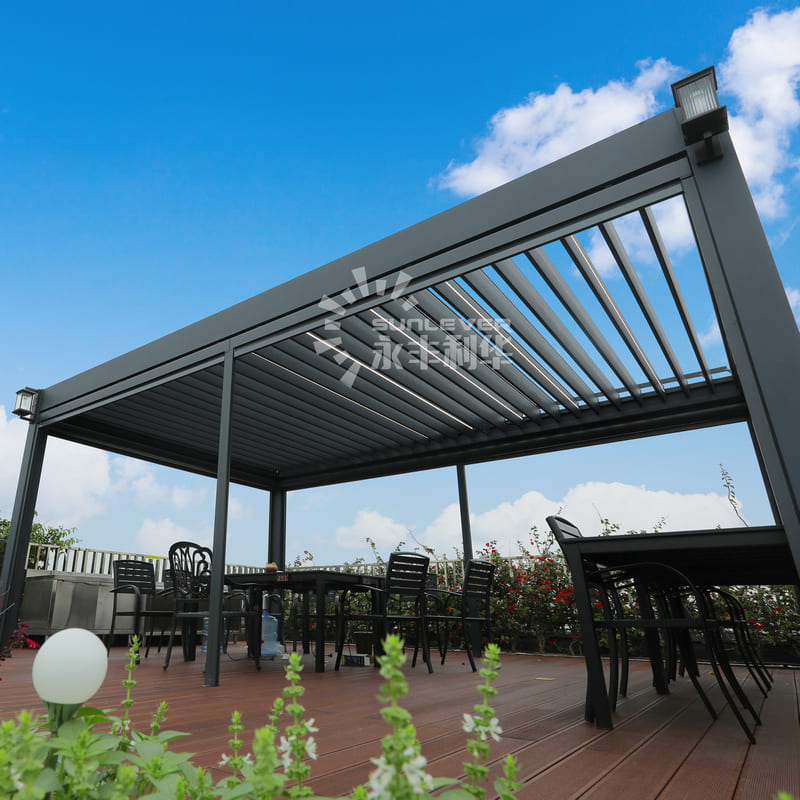 Garden Waterproof Louvered Pergola With Roof 4x6