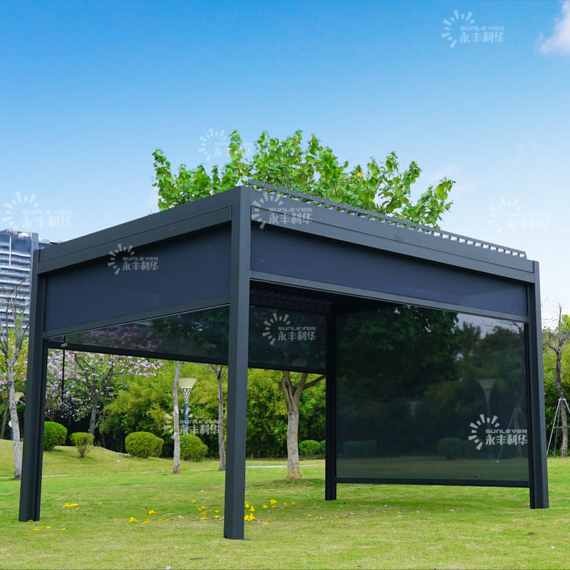 Supply Motorized Waterproof Pergola With Zip Roll Screen Wholesale