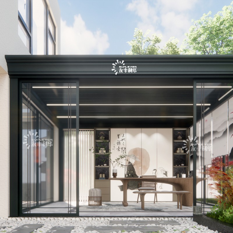 Pergola grise pour les meubles de patio modernes de porte