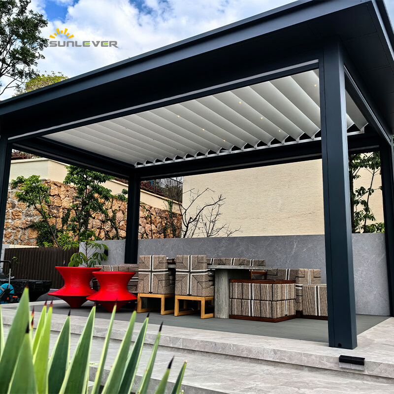 Motorlu Pergola 4x3m Fermuarlı Perdeli