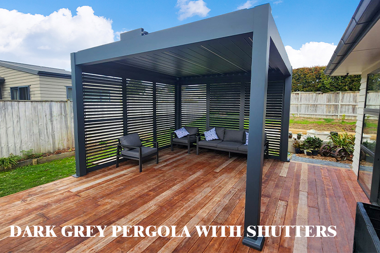 4x3M donkergrijze kleur E220 Luna elektrische pergola