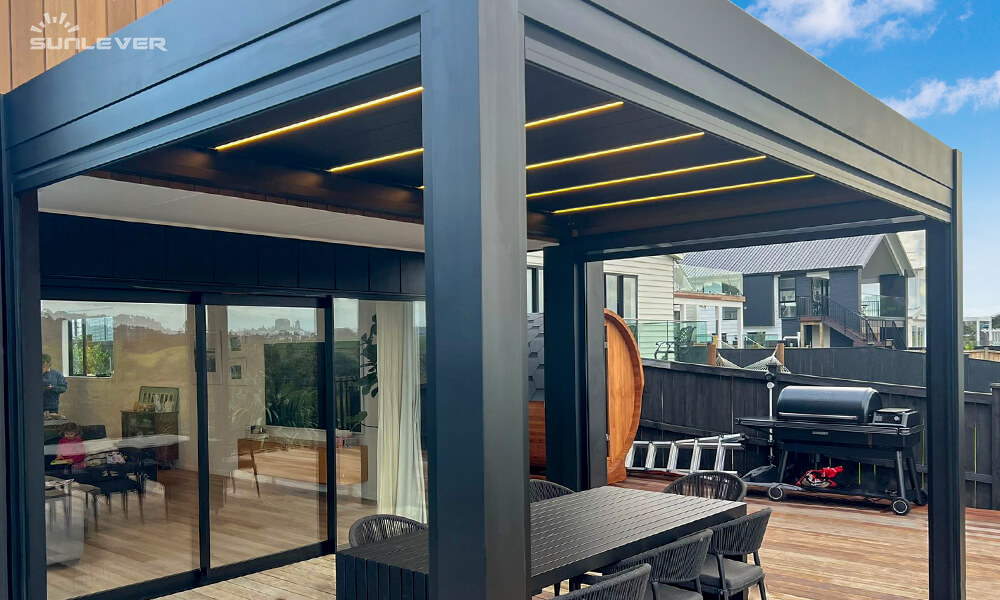 dark grey pergola