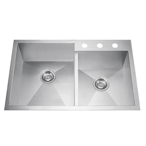 Top mount Radius stainless steel handmade Sink