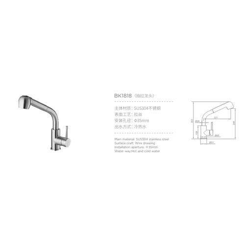 Professional Kitchen Faucet With Pull Out Sprayer