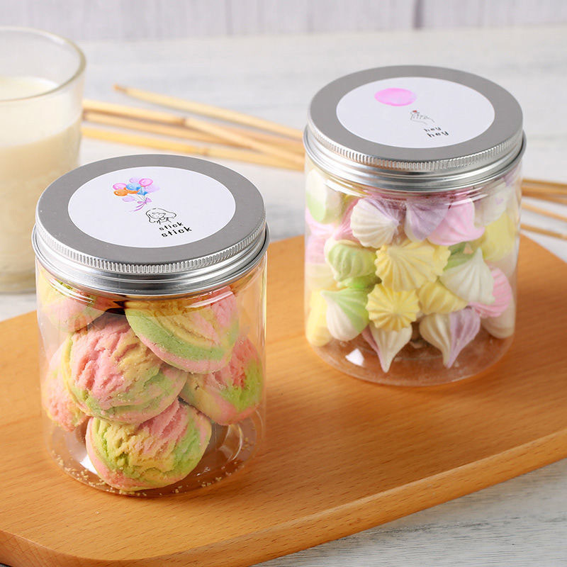 Recyclable Clear PET Biscuit Food Jars