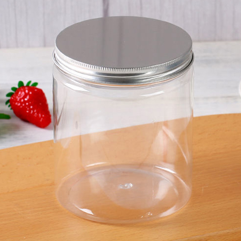 Plastic Clear Storage Jars With Aluminium Lid