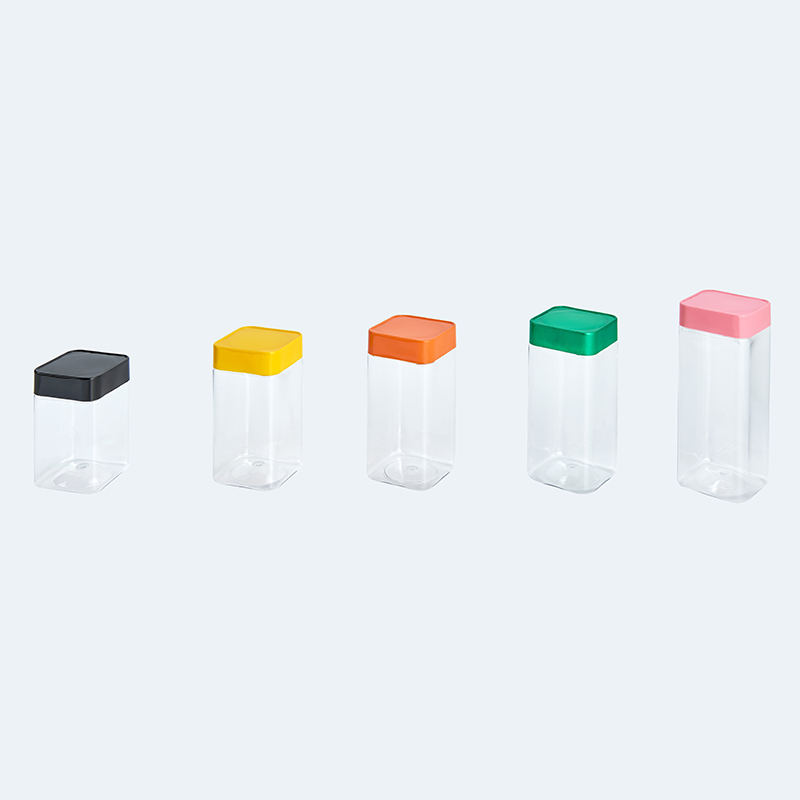 square plastic jars with lids