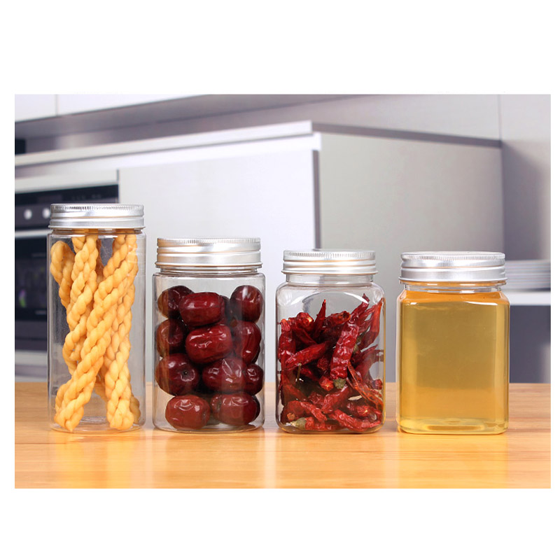 Square Plastic Food Jars For Honey And Jam