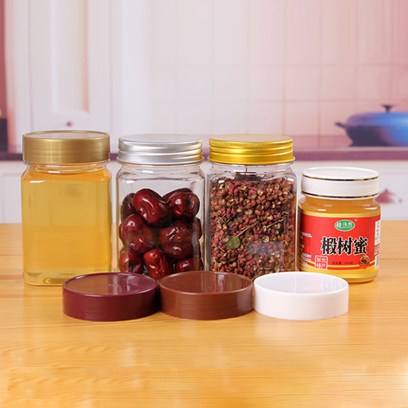 Square Plastic Food Jars For Honey And Jam