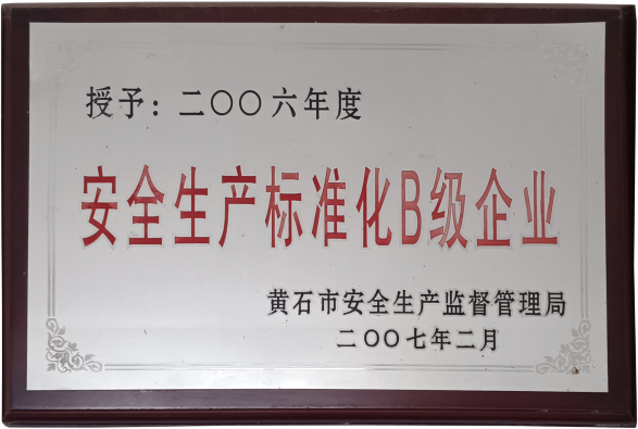 Safety production standardization class B enterprise
