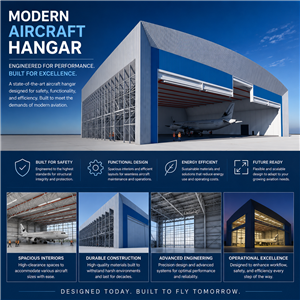 Prefabricated Steel Structure Logistics Warehouse Aircraft Hangar Building Workshop