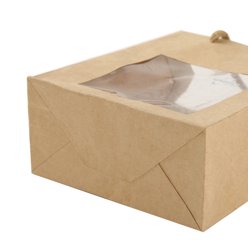 Brown Kraft Paper Gift Bags With Clear Window