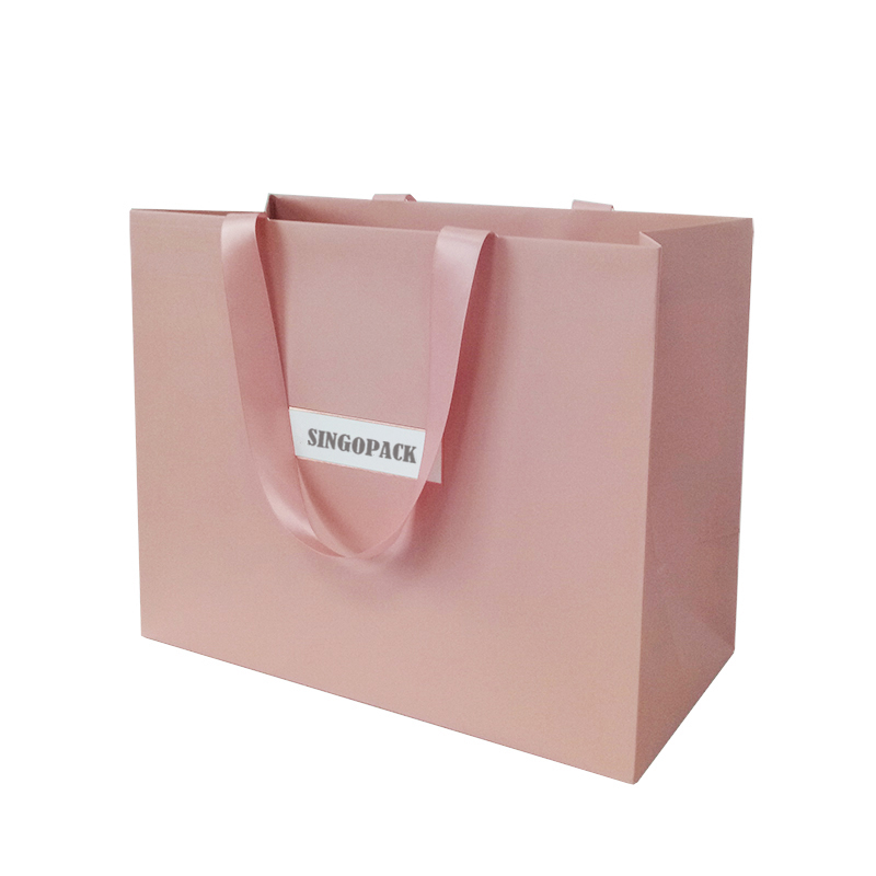 Luxury Laminated Printed Paper Bags With Ribbon