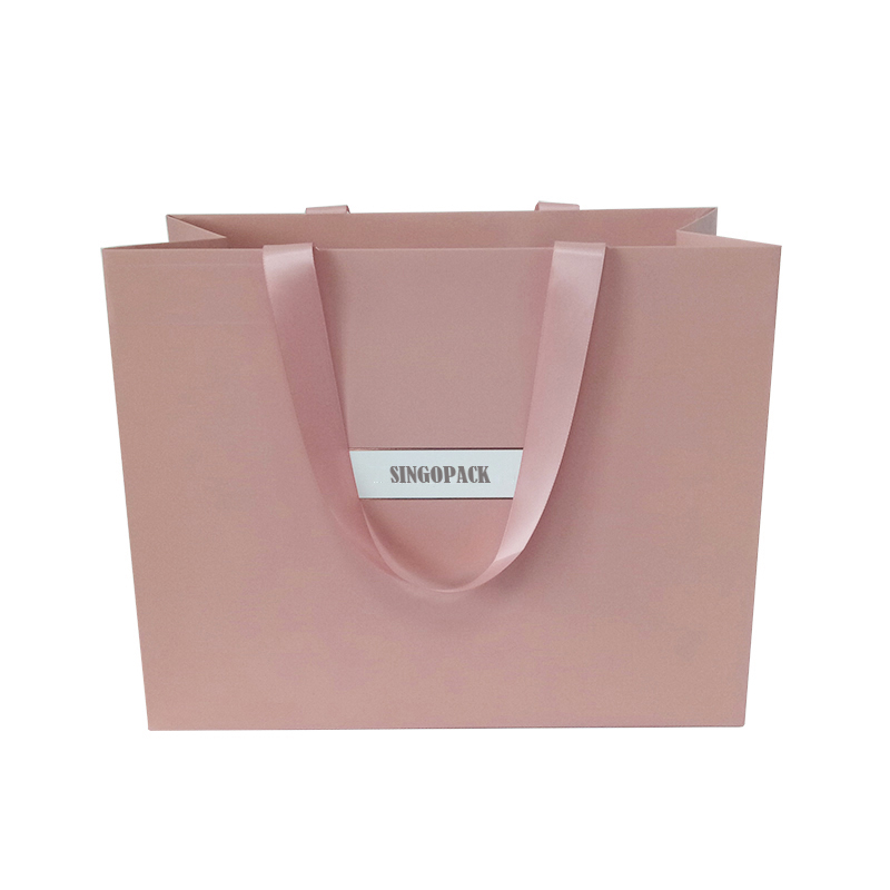 Luxury Laminated Printed Paper Bags With Ribbon