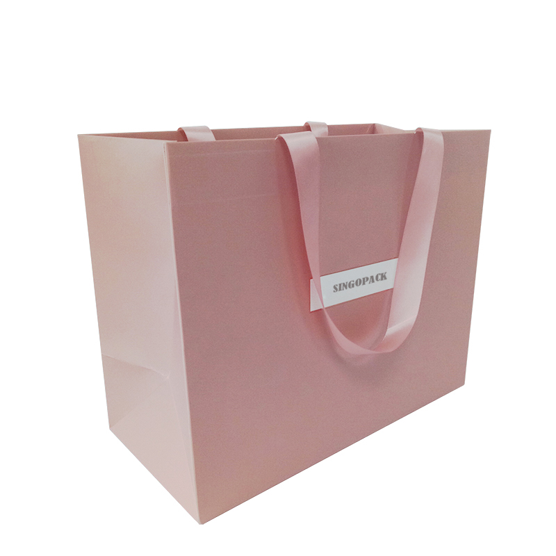 Luxury Laminated Printed Paper Bags With Ribbon