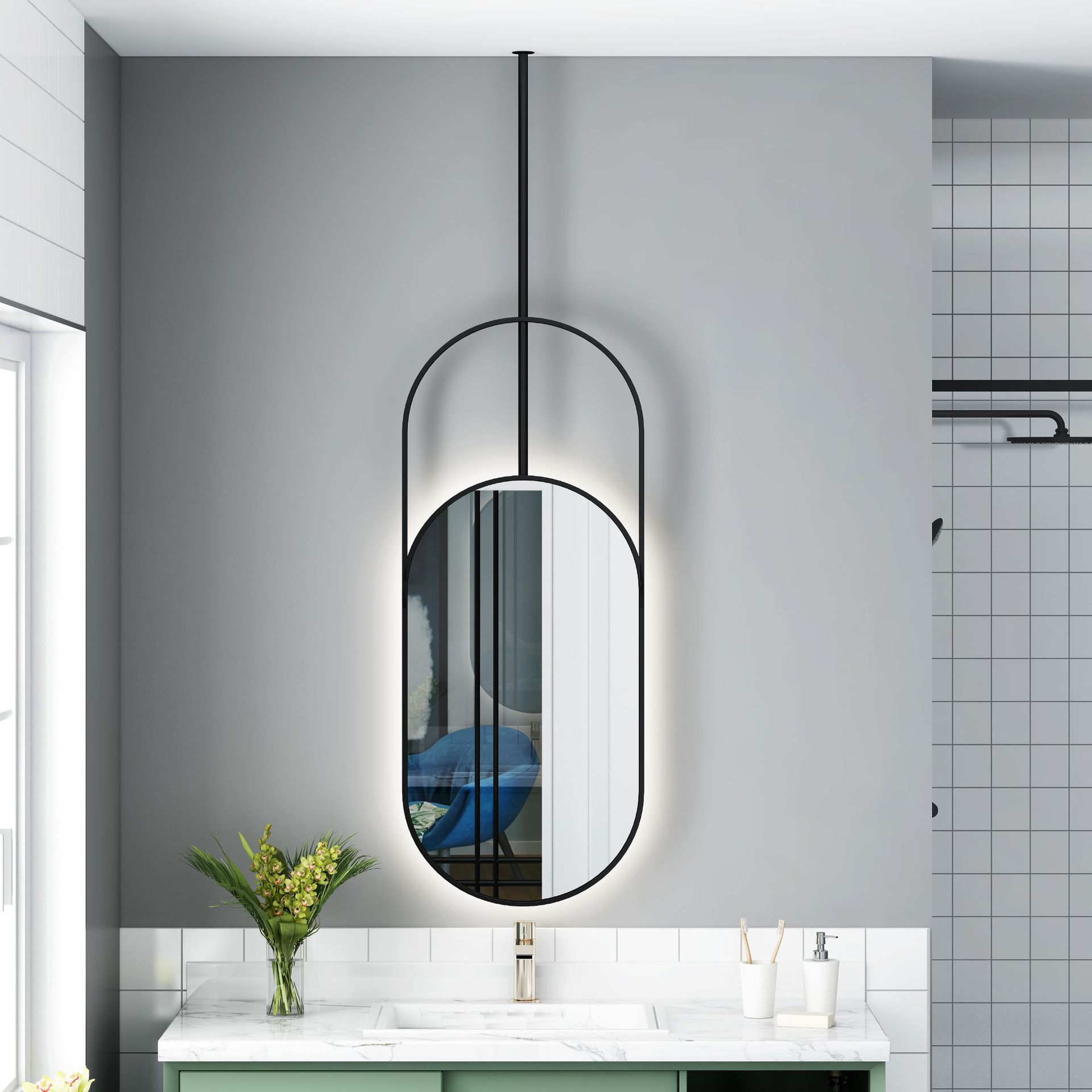 Hotel Bathroom Oval Mirror With Lights